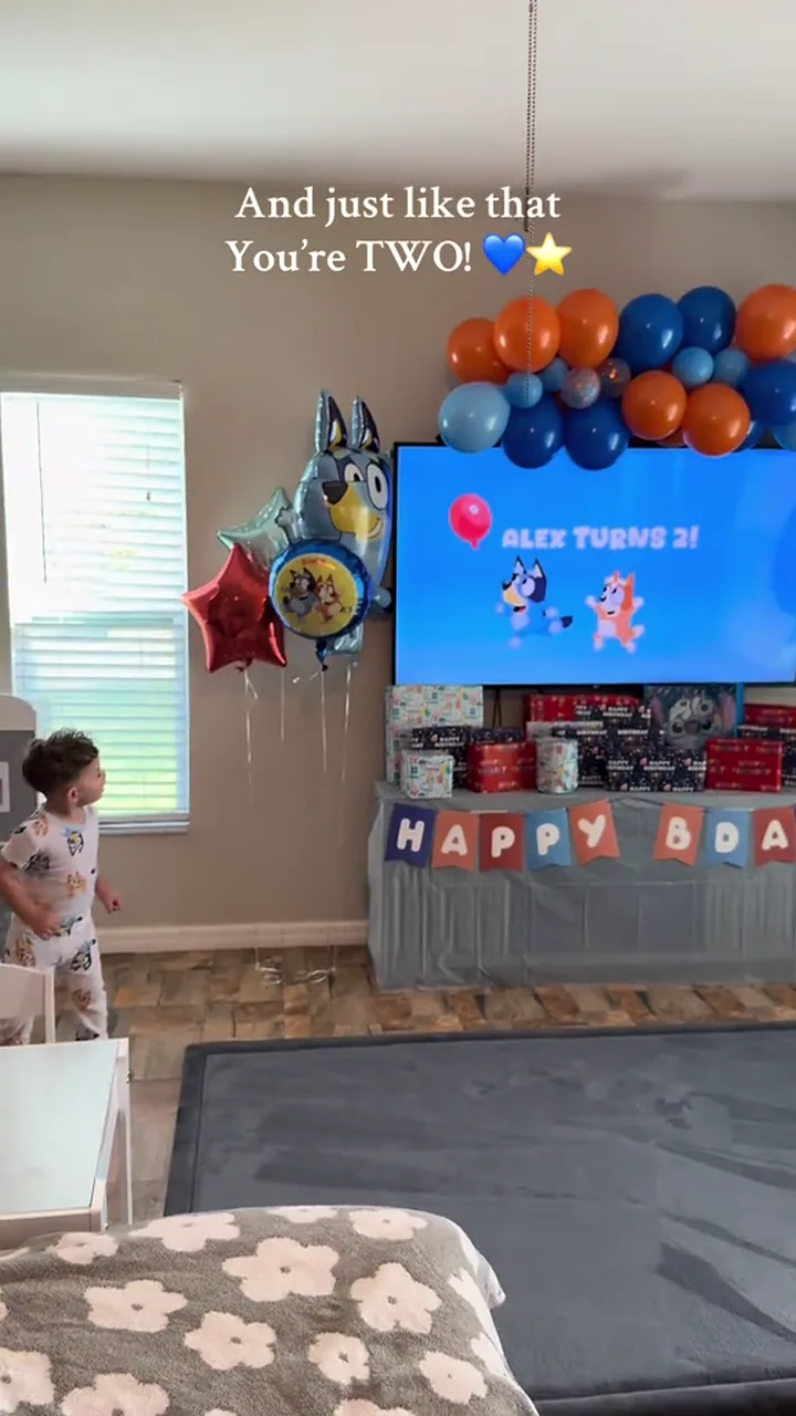 A family reacting to a birthday video